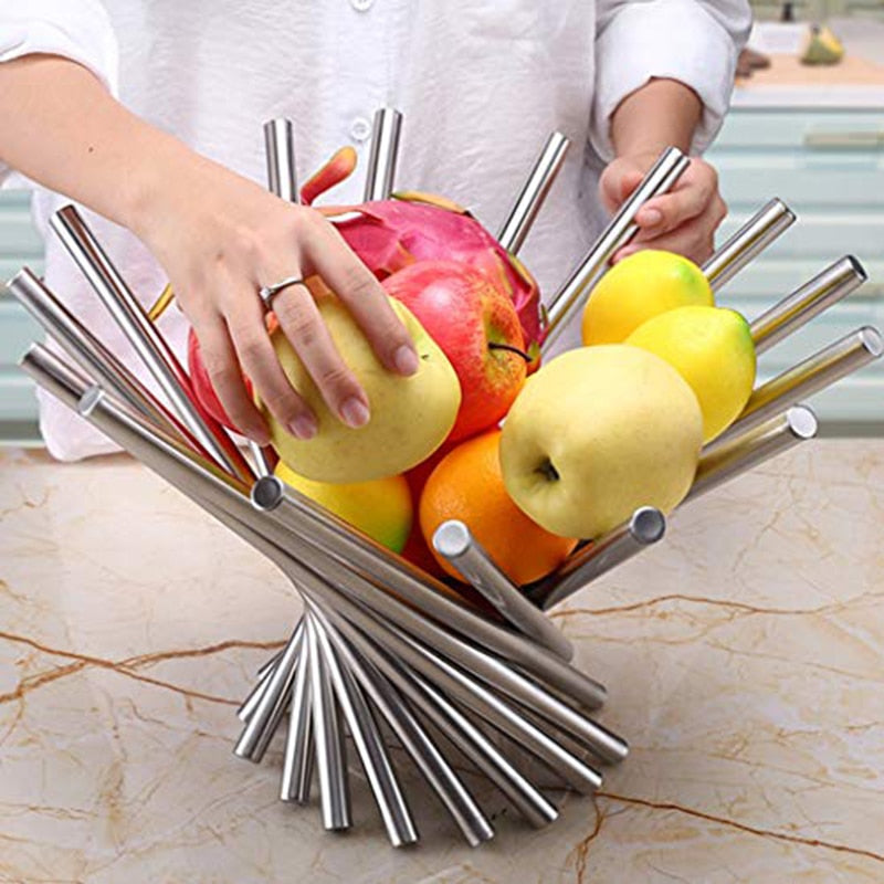 Modern Stainless Steel Foldable Fruit Bowl by HitMyNeed