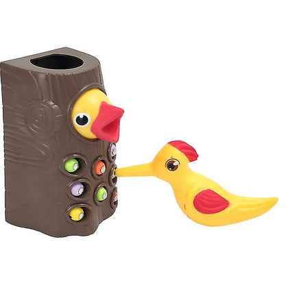 Montessori Magnetic Woodpecker Worm Catching Toy by HitMyNeed