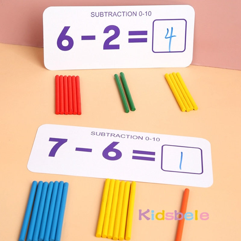 Montessori Math Toys Set with Counting Sticks by HitMyNeed
