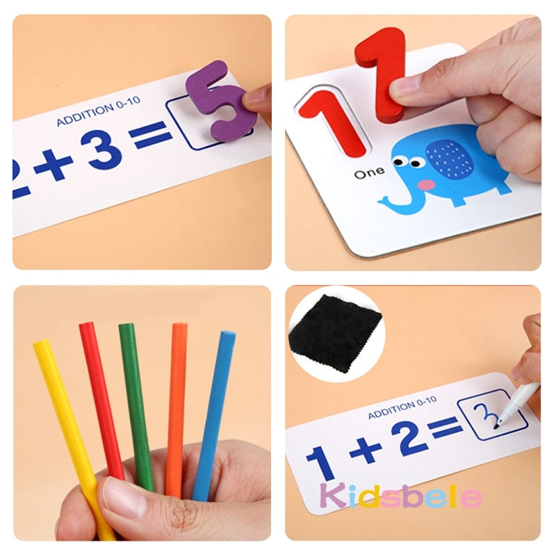 Montessori Math Toys Set with Counting Sticks by HitMyNeed