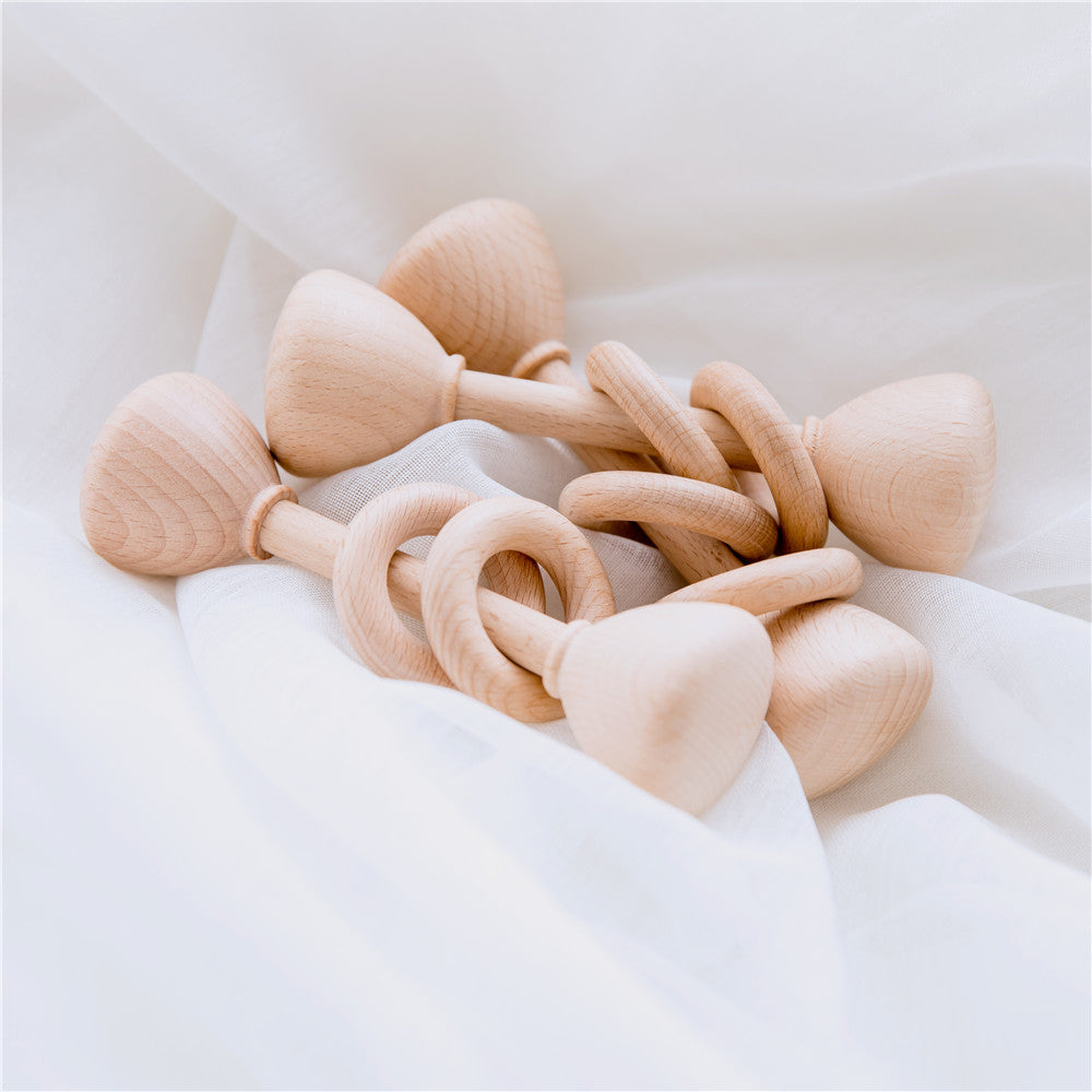 Montessori Natural Wooden Baby Rattle by HitMyNeed