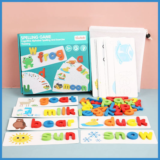 Montessori Wooden Spelling Game Set for Kids by HitMyNeed