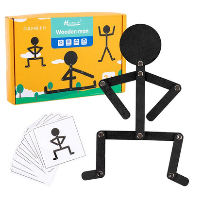 Montessori Wooden Stick Man Puzzle & Activity Cards by HitMyNeed