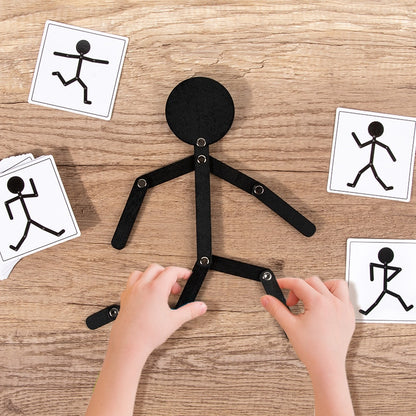 Montessori Wooden Stick Man Puzzle & Activity Cards by HitMyNeed