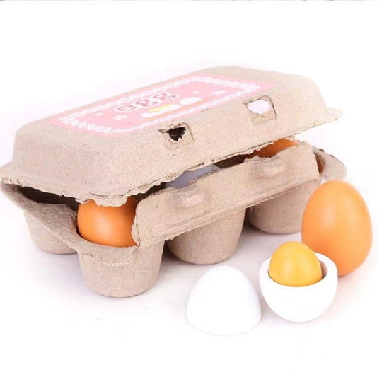 Montessori Wooden Toy Eggs with Carton Set by HitMyNeed