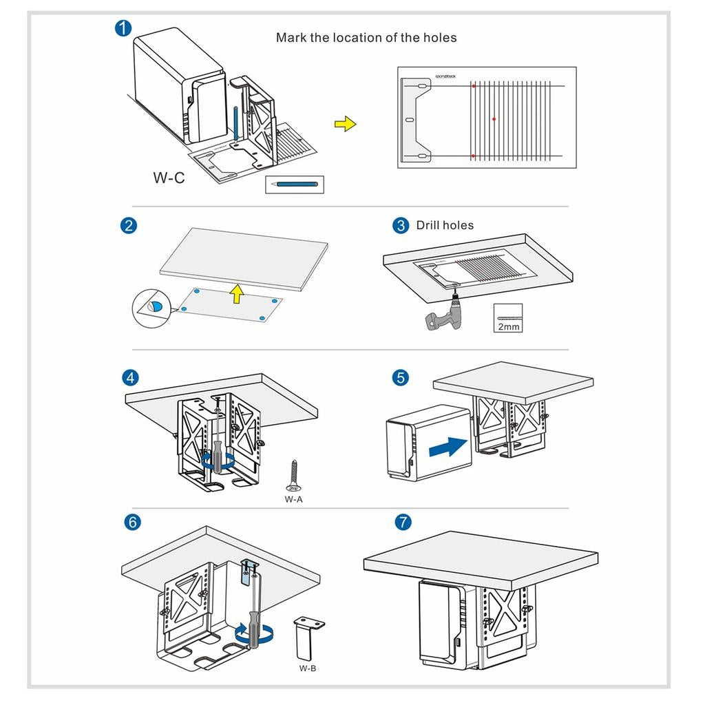 Monzlteck Adjustable Under Desk PC & NAS Mount by HitMyNeed