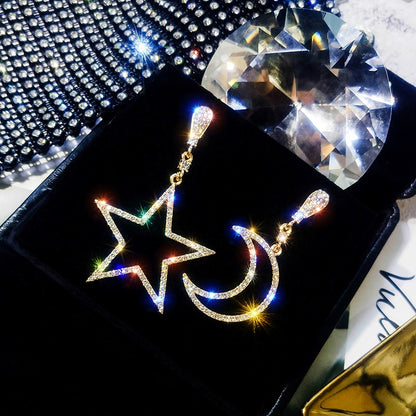 Moon and Star Dangle Earrings for Women by HitMyNeed