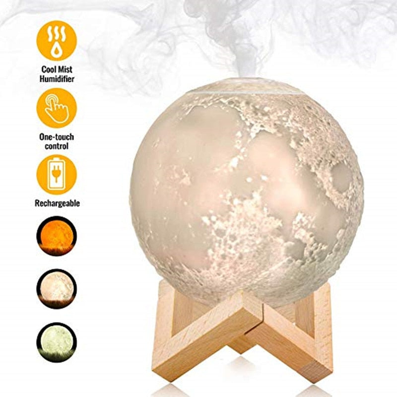 Moon Humidifier with Adjustable Night Light by HitMyNeed