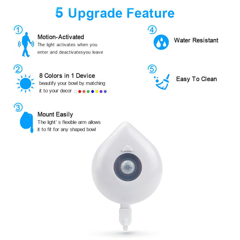 Motion Sensor 8-Color LED Toilet Night Light by HitMyNeed