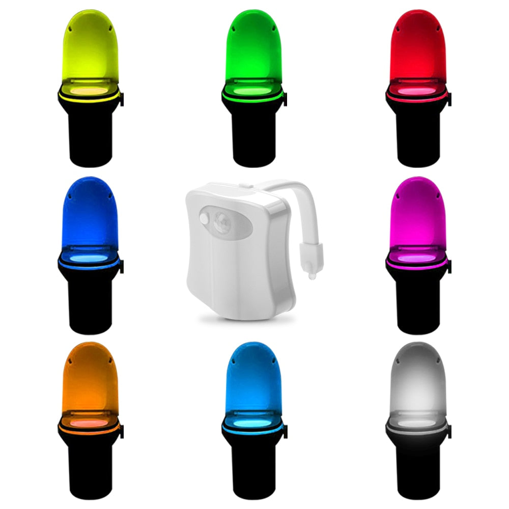 Motion Sensor Bathroom Night Light with 8 LED Colors by HitMyNeed