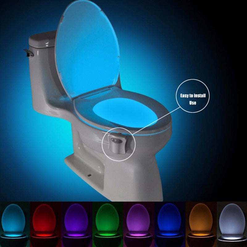Motion Sensor Bathroom Night Light with 8 LED Colors by HitMyNeed