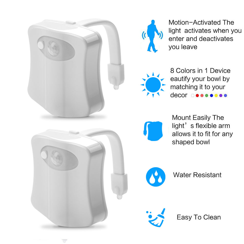 Motion Sensor Bathroom Night Light with 8 LED Colors by HitMyNeed
