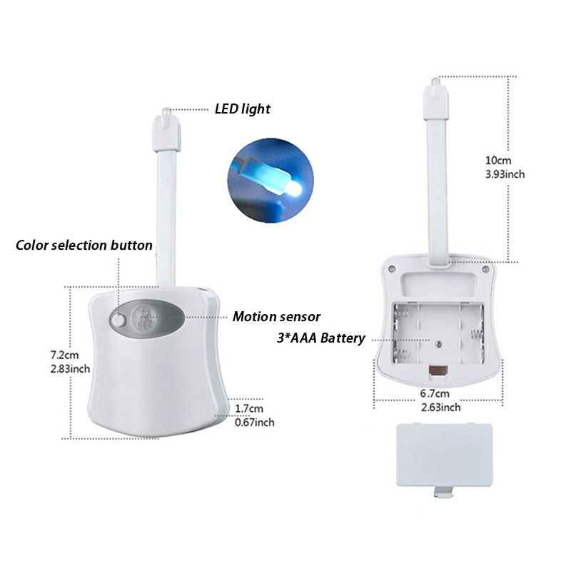 Motion Sensor Bathroom Night Light with 8 LED Colors by HitMyNeed