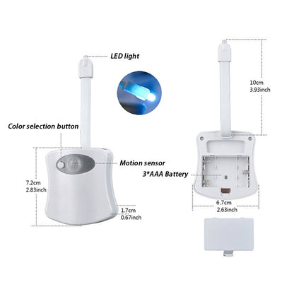 Motion Sensor Bathroom Night Light with 8 LED Colors by HitMyNeed