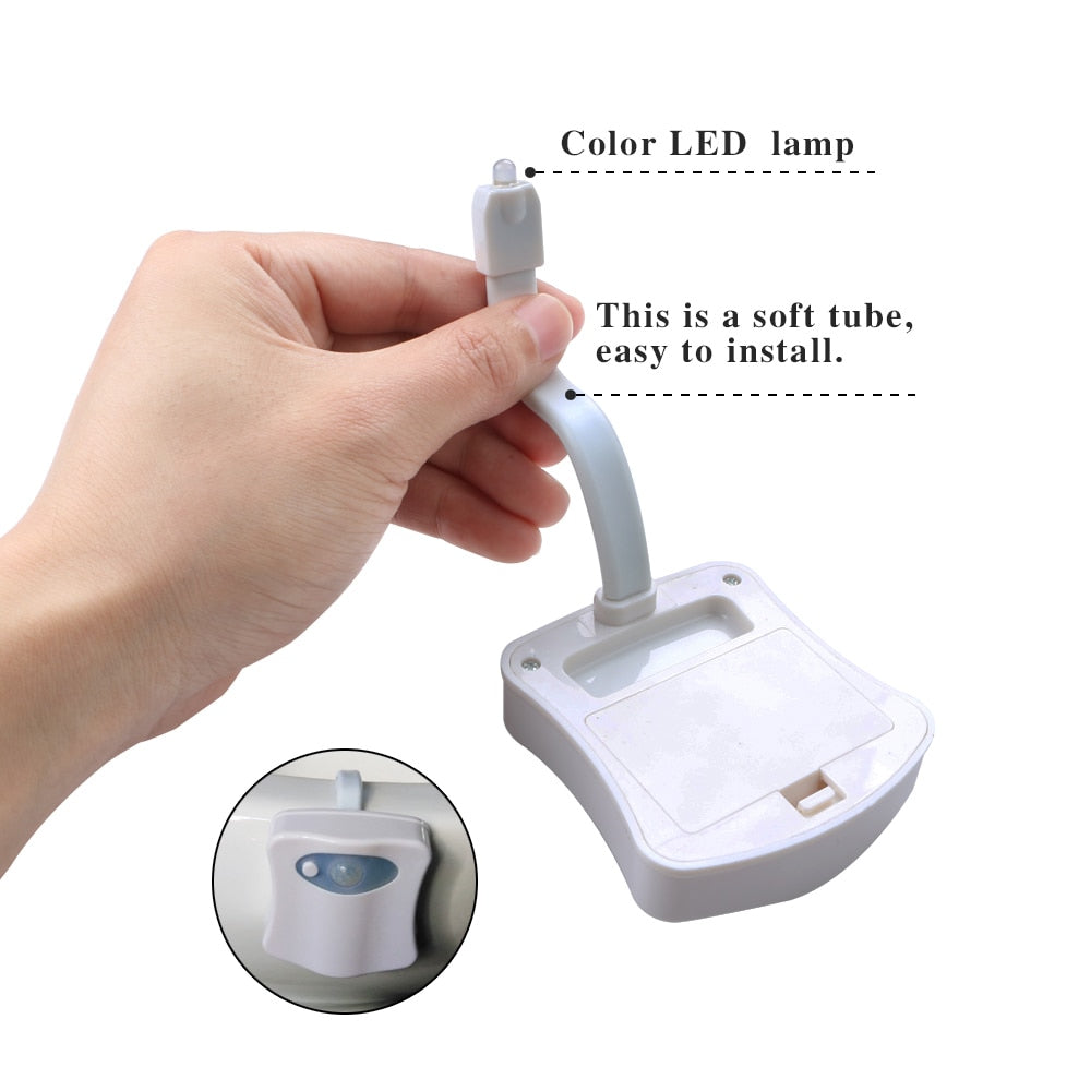 Motion Sensor Bathroom Night Light with 8 LED Colors by HitMyNeed