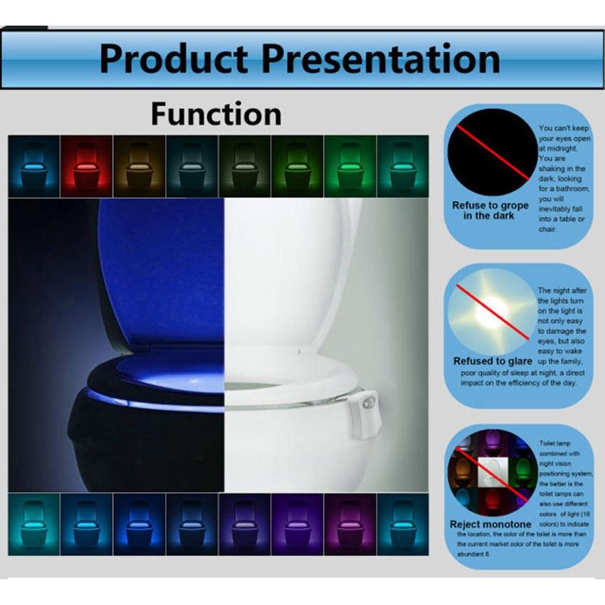 Motion Sensor Toilet Night Light with 16 Colors by HitMyNeed