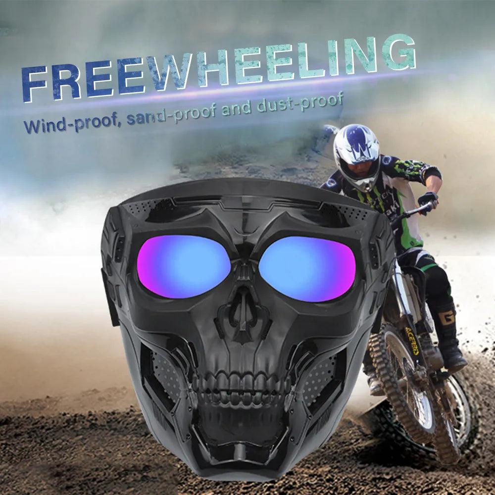 Motocross Skull Goggles with Detachable Skull Mask by HitMyNeed