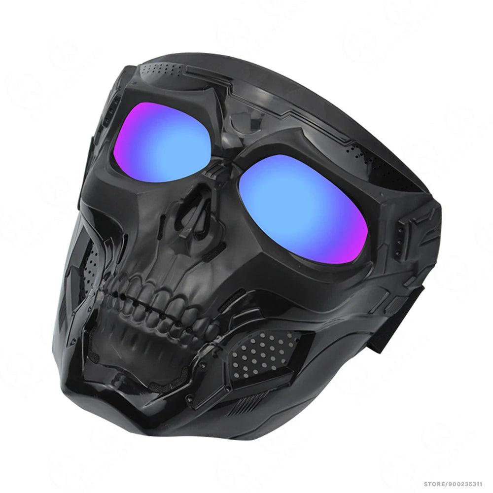 Motocross Skull Goggles with Detachable Skull Mask black-frame-color by HitMyNeed