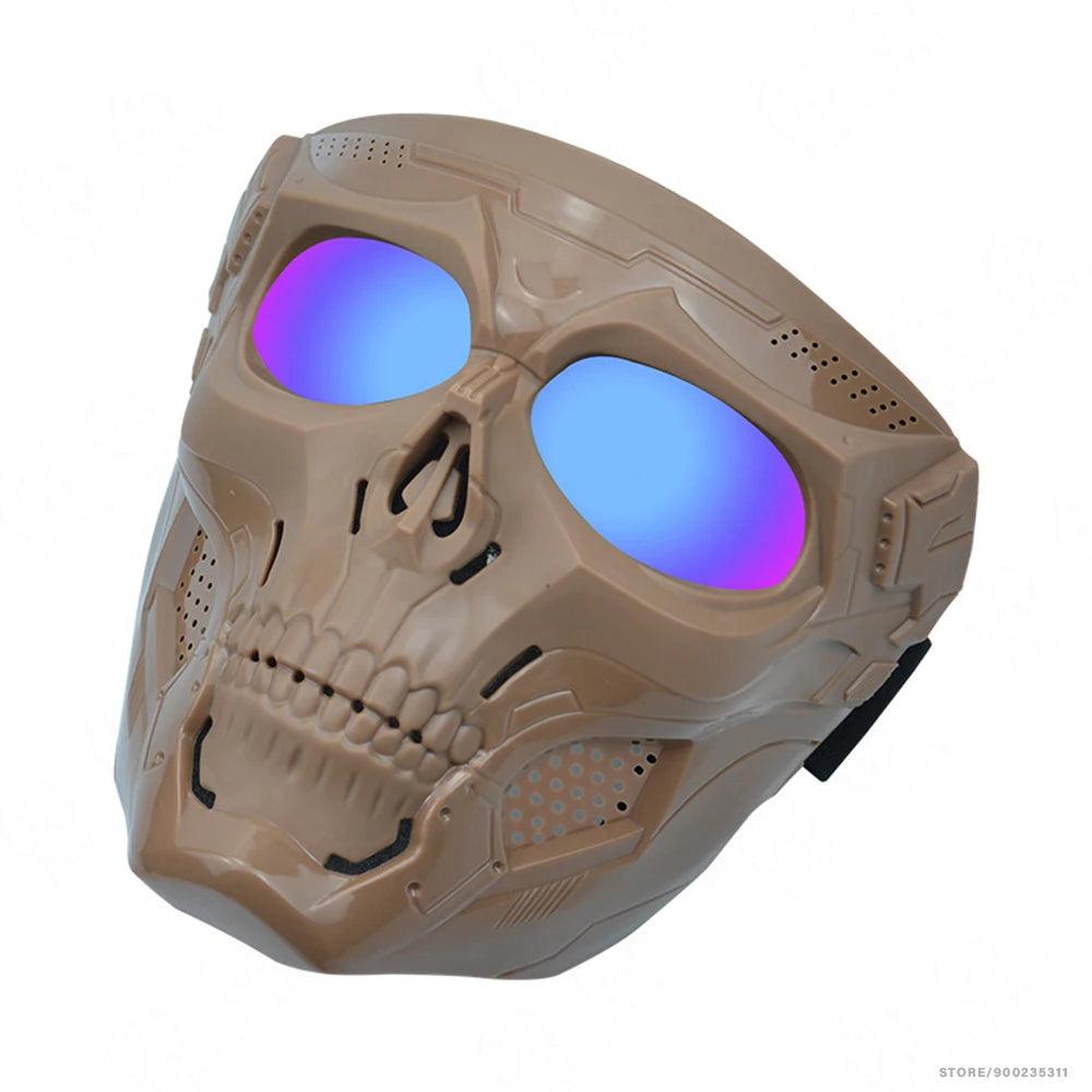 Motocross Skull Goggles with Detachable Skull Mask khaki-frame-color by HitMyNeed
