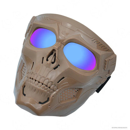 Motocross Skull Goggles with Detachable Skull Mask khaki-frame-color by HitMyNeed