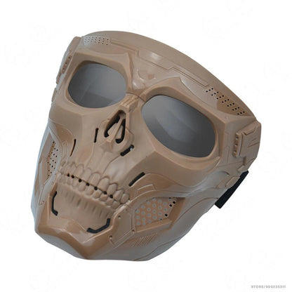 Motocross Skull Goggles with Detachable Skull Mask khaki-frame-gray by HitMyNeed