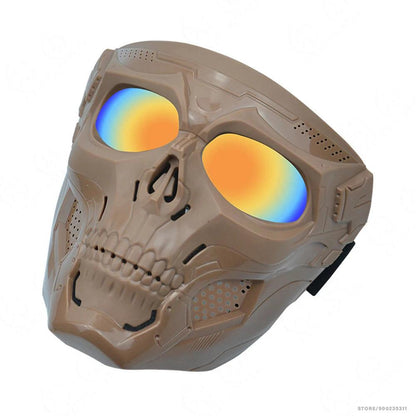 Motocross Skull Goggles with Detachable Skull Mask khaki-imitation-red by HitMyNeed