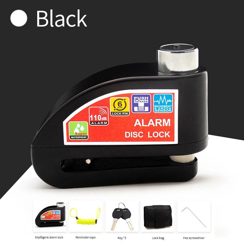 Motorcycle Disc Brake Lock with Alarm and Reminder Cable black by HitMyNeed
