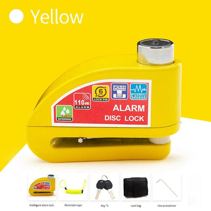 Motorcycle Disc Brake Lock with Alarm and Reminder Cable yellow by HitMyNeed