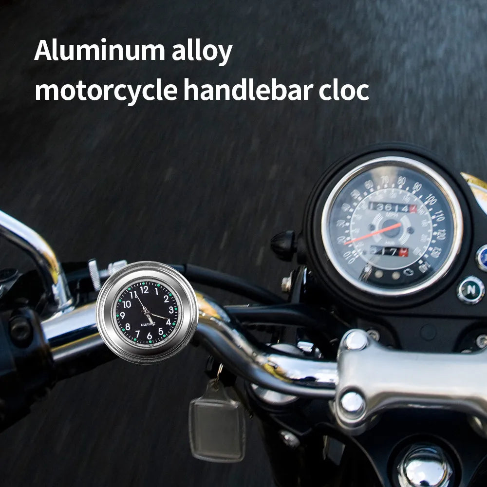Motorcycle Handlebar Chrome Waterproof Luminous Clock by HitMyNeed