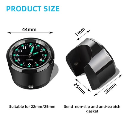 Motorcycle Handlebar Chrome Waterproof Luminous Clock by HitMyNeed