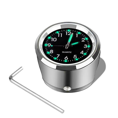 Motorcycle Handlebar Chrome Waterproof Luminous Clock black-b by HitMyNeed