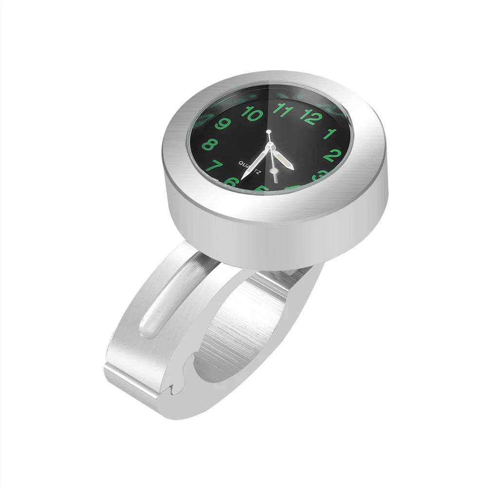 Motorcycle Handlebar Clock Stainless Steel Waterproof silver by HitMyNeed