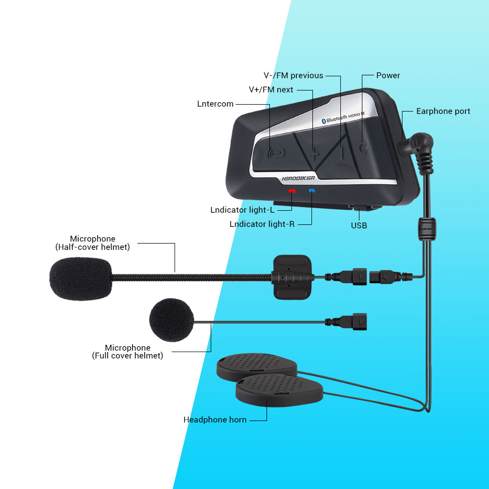 Motorcycle Helmet Bluetooth Intercom 1200m by HitMyNeed