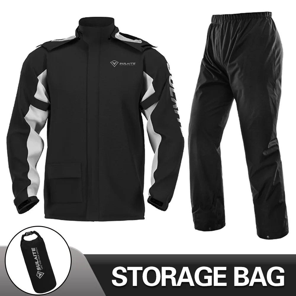 Motorcycle Rain Suit Jacket & Pants for Heavy Rain 0901-black xxxl by HitMyNeed