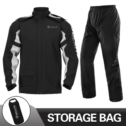Motorcycle Rain Suit Jacket & Pants for Heavy Rain 0901-black xxxl by HitMyNeed