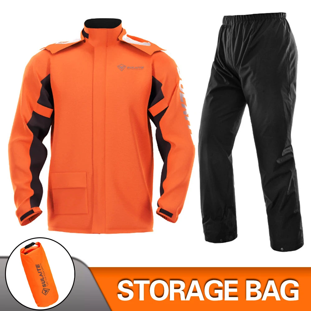 Motorcycle Rain Suit Jacket & Pants for Heavy Rain 0901-orange xl by HitMyNeed