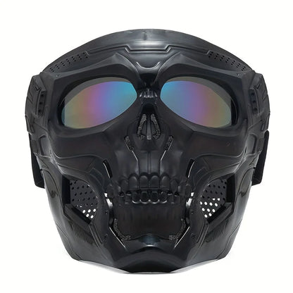 Motorcycle Skull Mask with Windproof Riding Goggles black-color-lenses by HitMyNeed