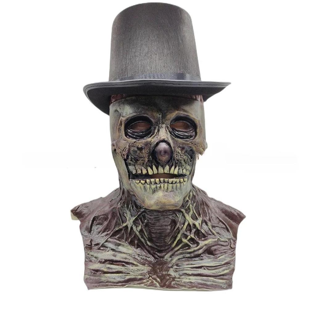 Moving Mouth Latex Horror Skull Mask for Adults gray by HitMyNeed