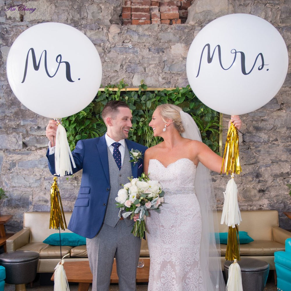 Mr and Mrs 36" Balloon Set - 2 Piece Latex Decor by HitMyNeed