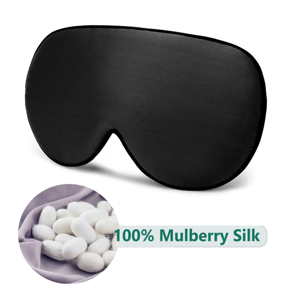Mulberry Silk Eye Mask with Adjustable Strap black by HitMyNeed