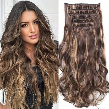 Multi Color Clip-In Body Wave Hair Extensions 18" 6pc-4h27 by HitMyNeed