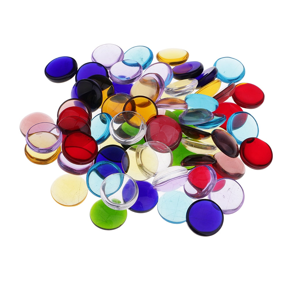 Multi Color Flat Glass Gems 100g (15mm, 65-70 pcs) by HitMyNeed