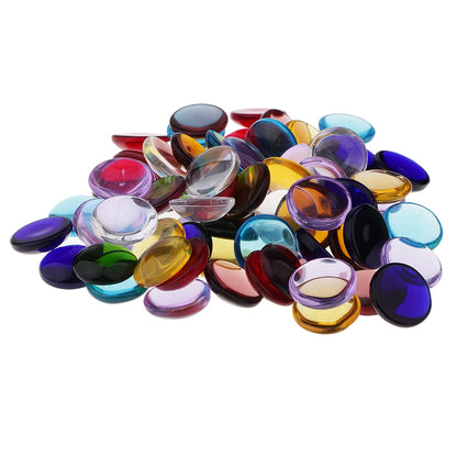 Multi Color Flat Glass Gems 100g (15mm, 65-70 pcs) by HitMyNeed