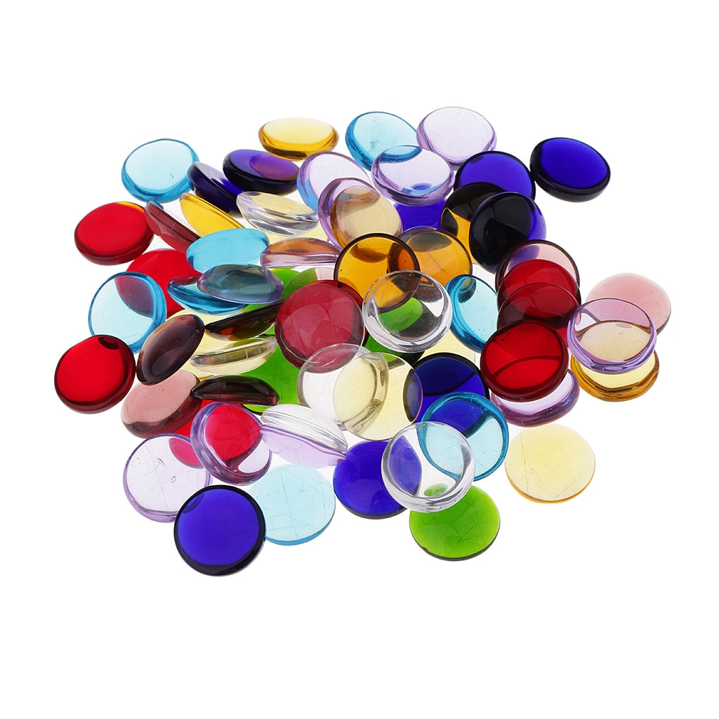 Multi Color Flat Glass Gems 100g (15mm, 65-70 pcs) by HitMyNeed