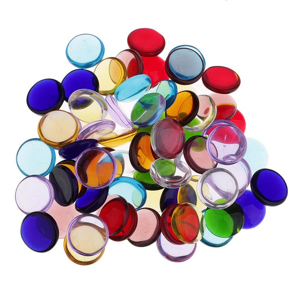 Multi Color Flat Glass Gems 100g (15mm, 65-70 pcs) by HitMyNeed