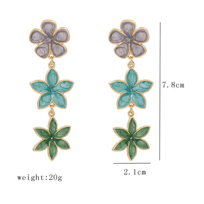 Multi Color Floral Drop Earrings for Women by HitMyNeed