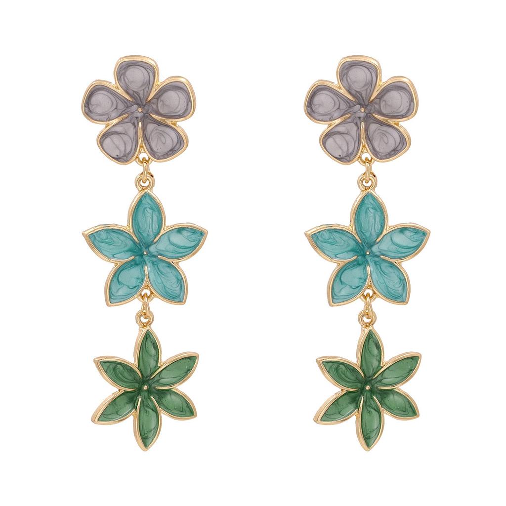 Multi Color Floral Drop Earrings for Women green by HitMyNeed