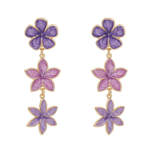 Multi Color Floral Drop Earrings for Women purple by HitMyNeed
