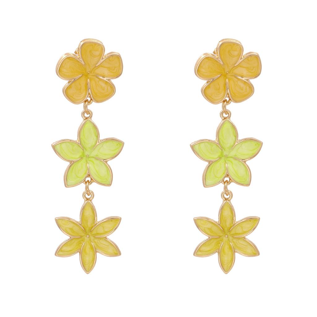 Multi Color Floral Drop Earrings for Women yellow by HitMyNeed