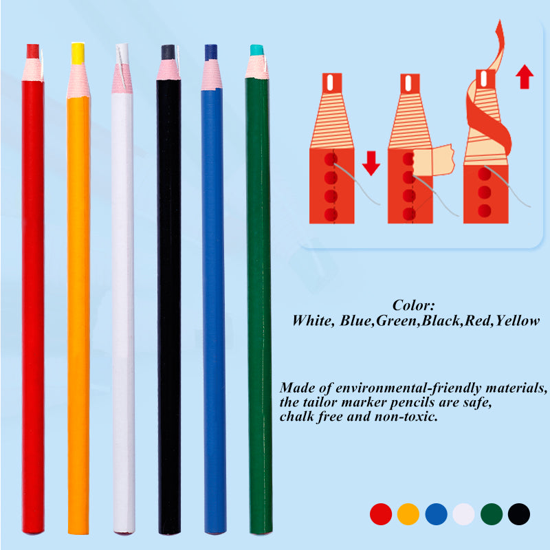 Multi Color Tailors Chalk Pencils Set (6 Pack) by HitMyNeed